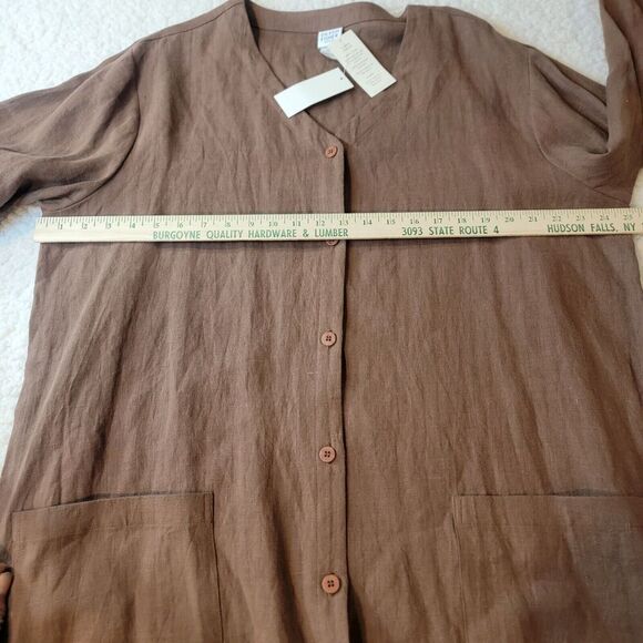 Eileen Fisher Long Jacket Women 1X Duster Pockets Linen Lagenlook Minimalist USA - Picture 9 of 16